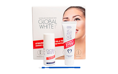Глобал Вайт: система для відбілювання зубів в домашніх умовах, Global White інтенсивно відбілює на 4 тони