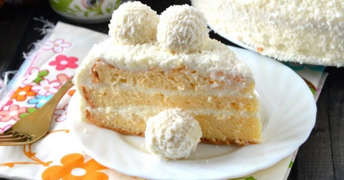 Торт рафаелло з сиром: рецептф ніжного десерту