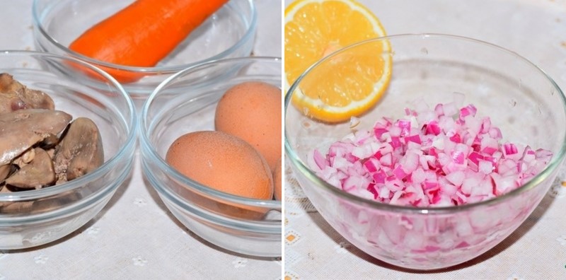 Рецепт салату з печінкою та морквою